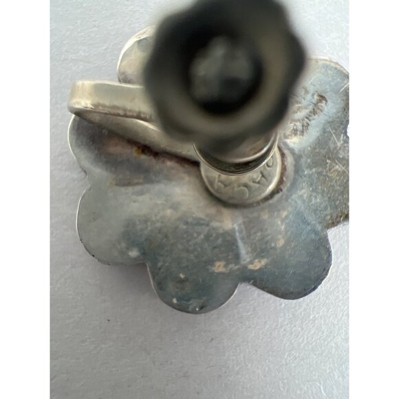 VTG Alpaca Mexico 925 Silver Abalone Floral Clip Earring & Brooch or Pendant Set - Picture 7 of 13